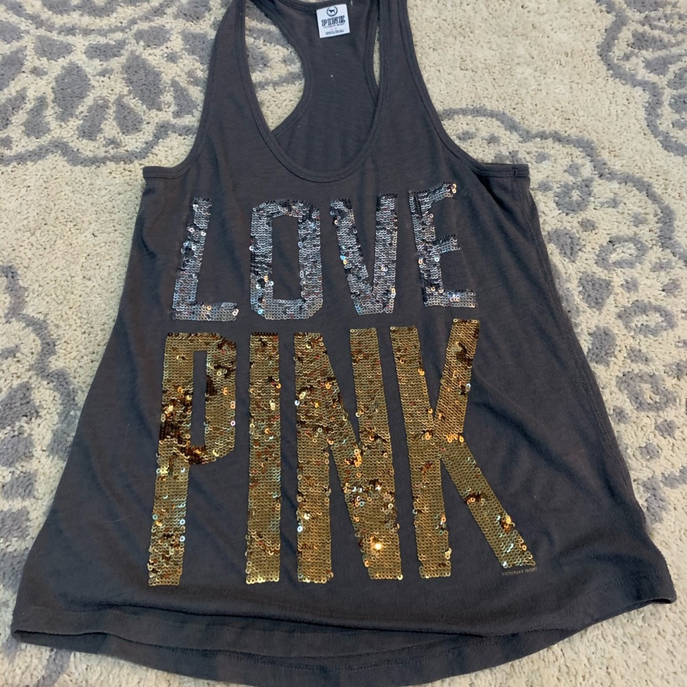 Grey and gold Pink tank